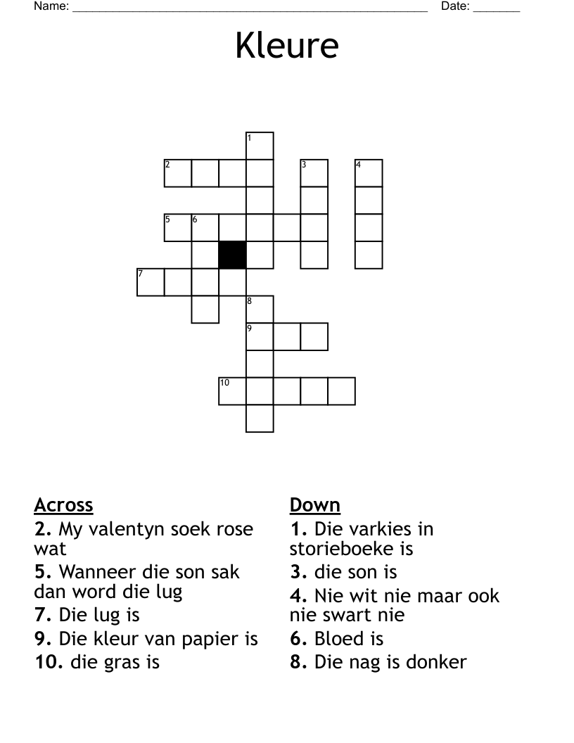 Kleure Crossword