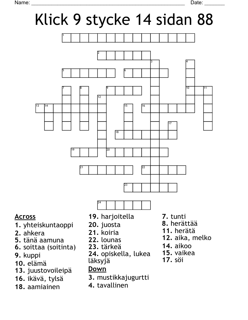 Klick 9 stycke 14 sidan 88 Crossword
