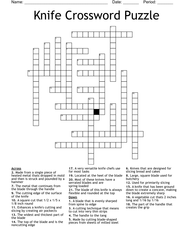 Knife Crossword Puzzle