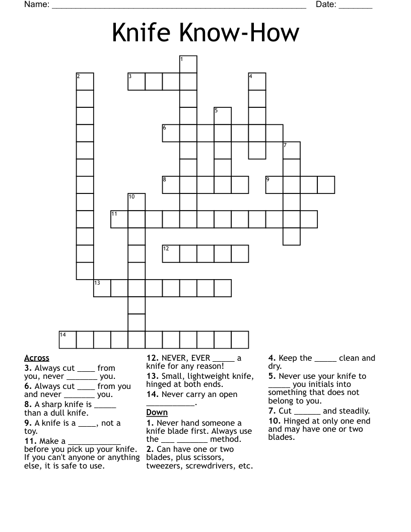 Knife Know-How Crossword