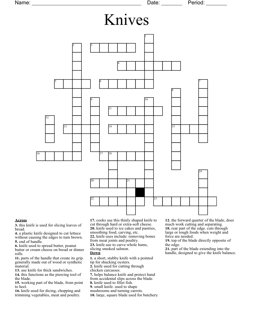 Knives Crossword