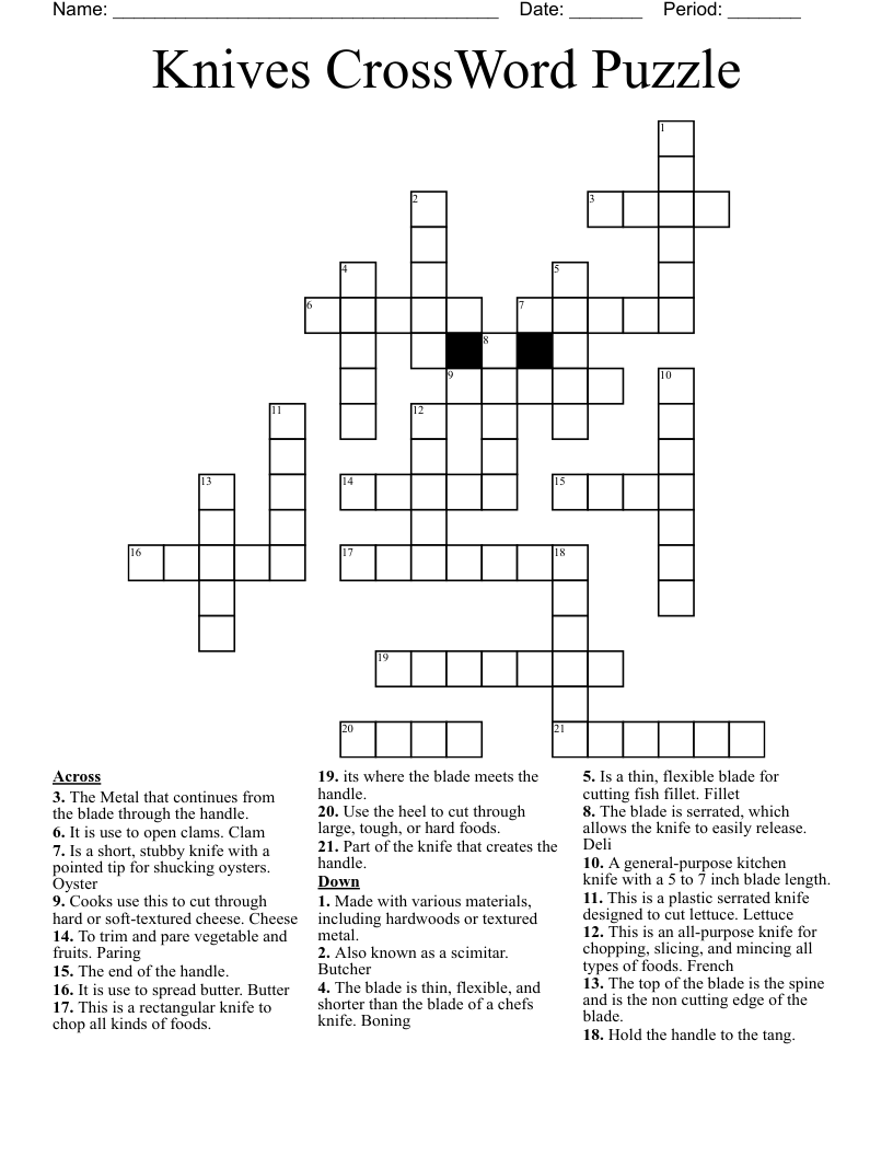 Knives CrossWord Puzzle