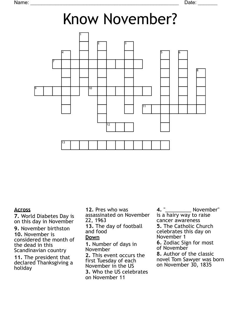 Know November? Crossword