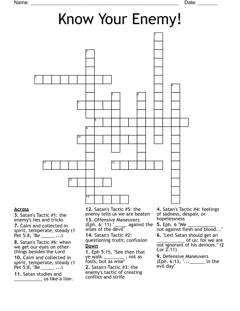 Know Your Enemy! Crossword