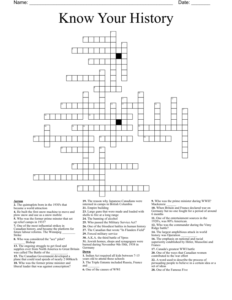 Know Your History Crossword