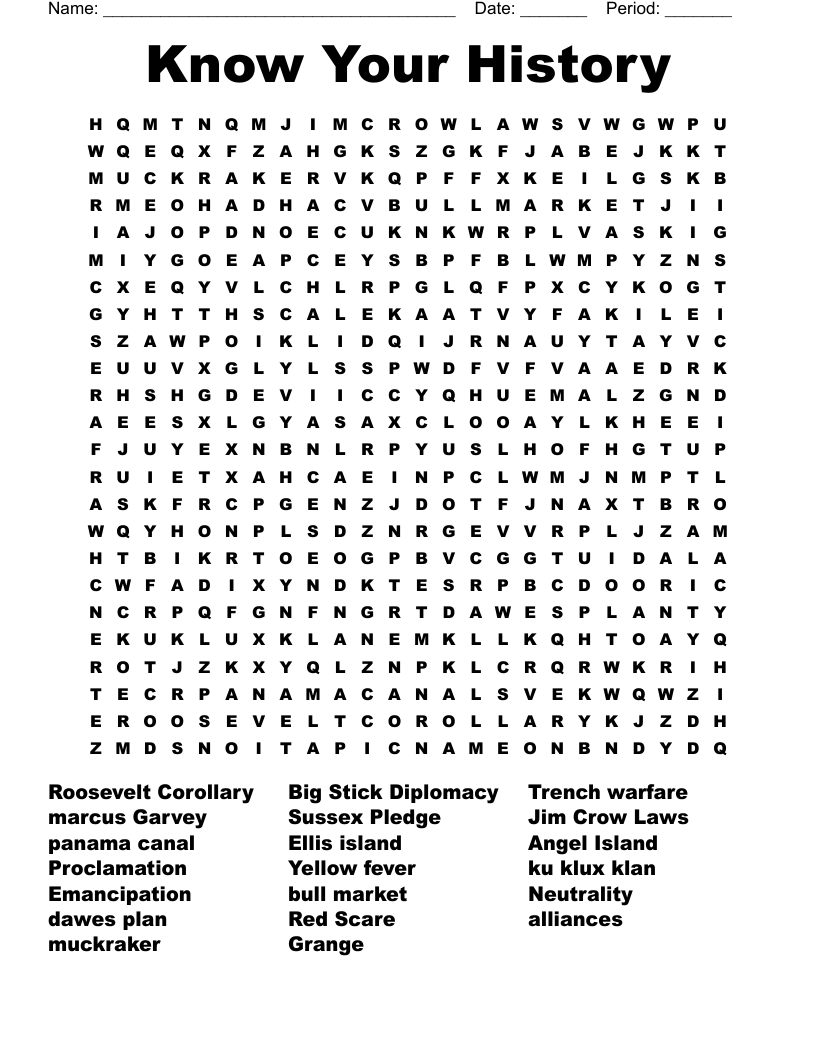 Know Your History Word Search