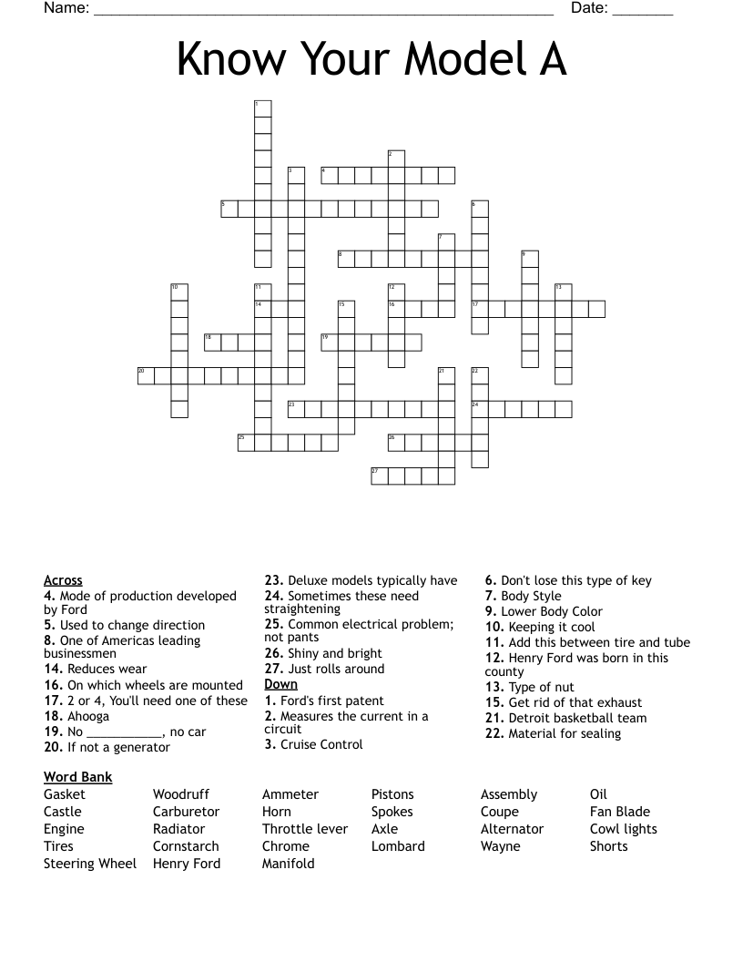 Know Your Model A Crossword