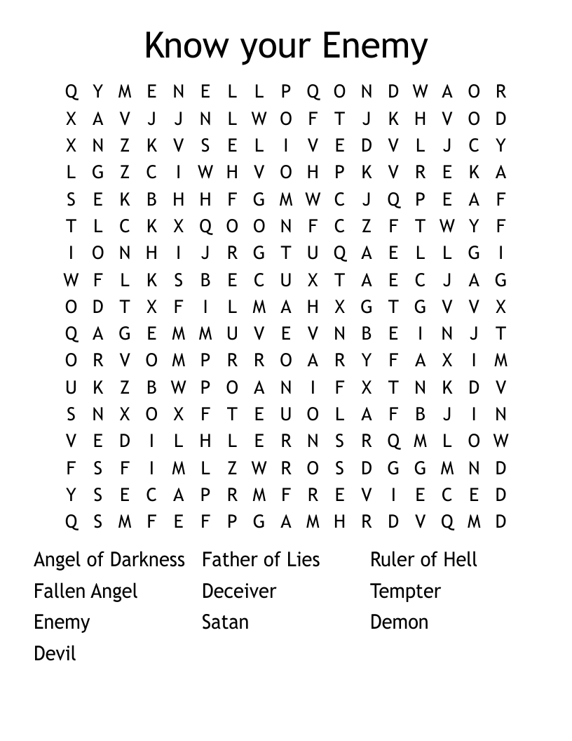 Know your Enemy Word Search