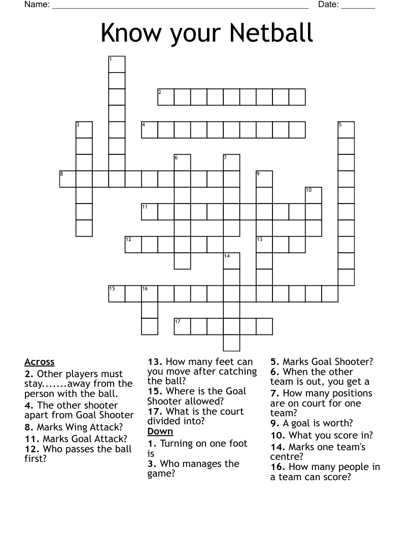Know your Netball Crossword