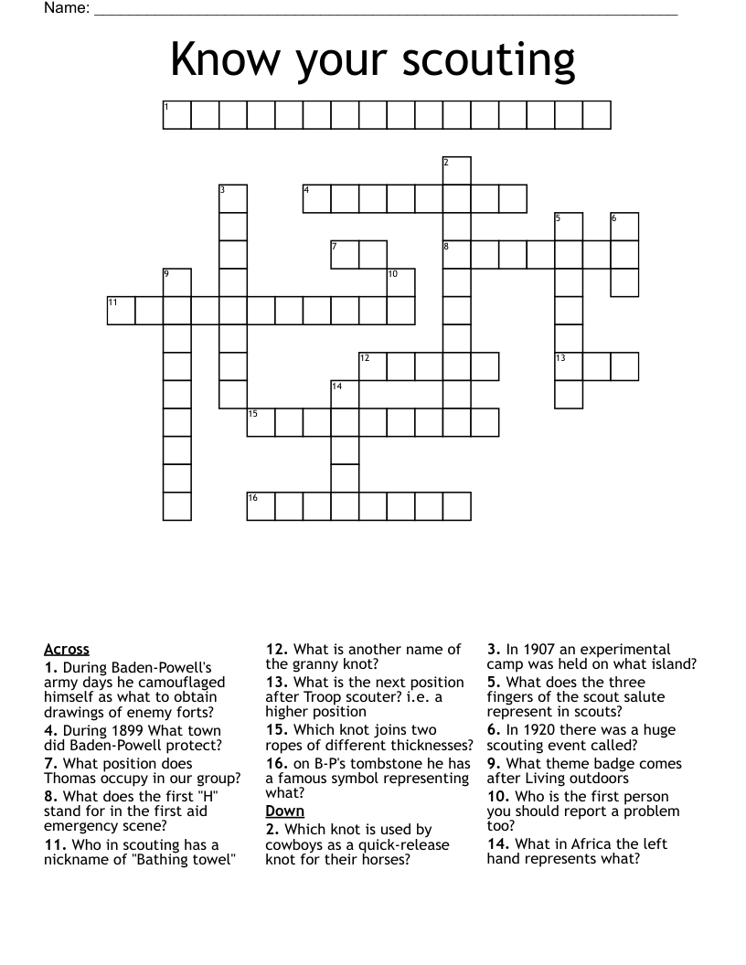 Know your scouting Crossword