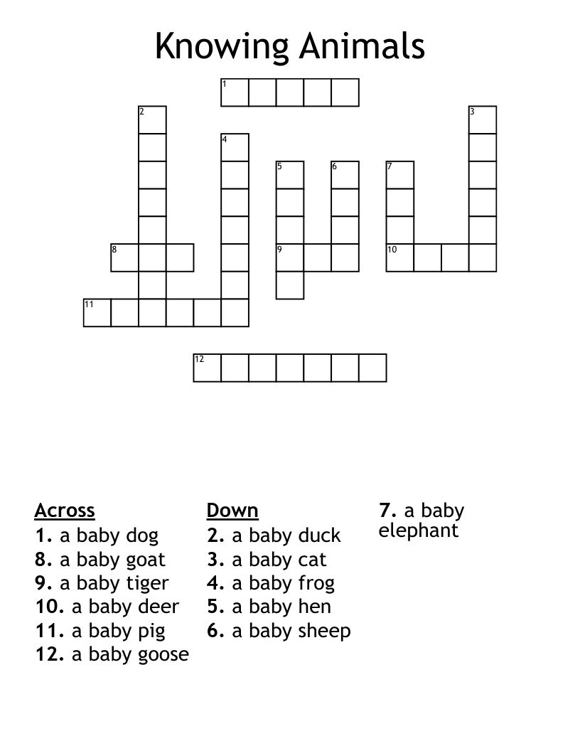 Knowing Animals Crossword