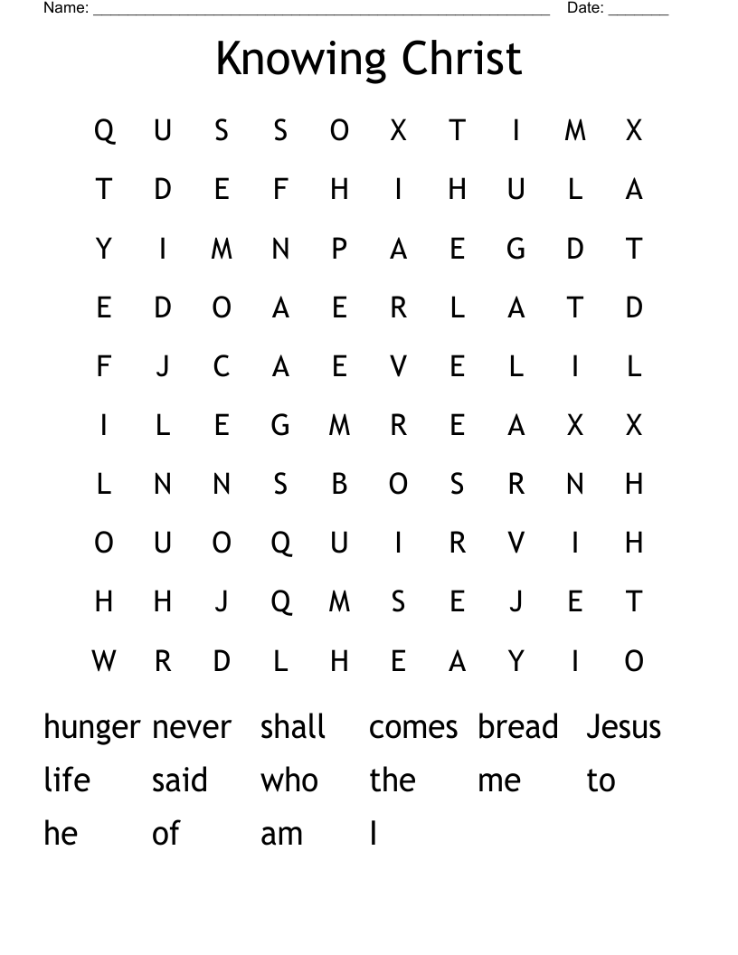Knowing Christ Word Search