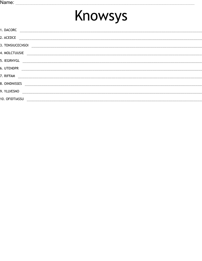 Knowsys Word Scramble