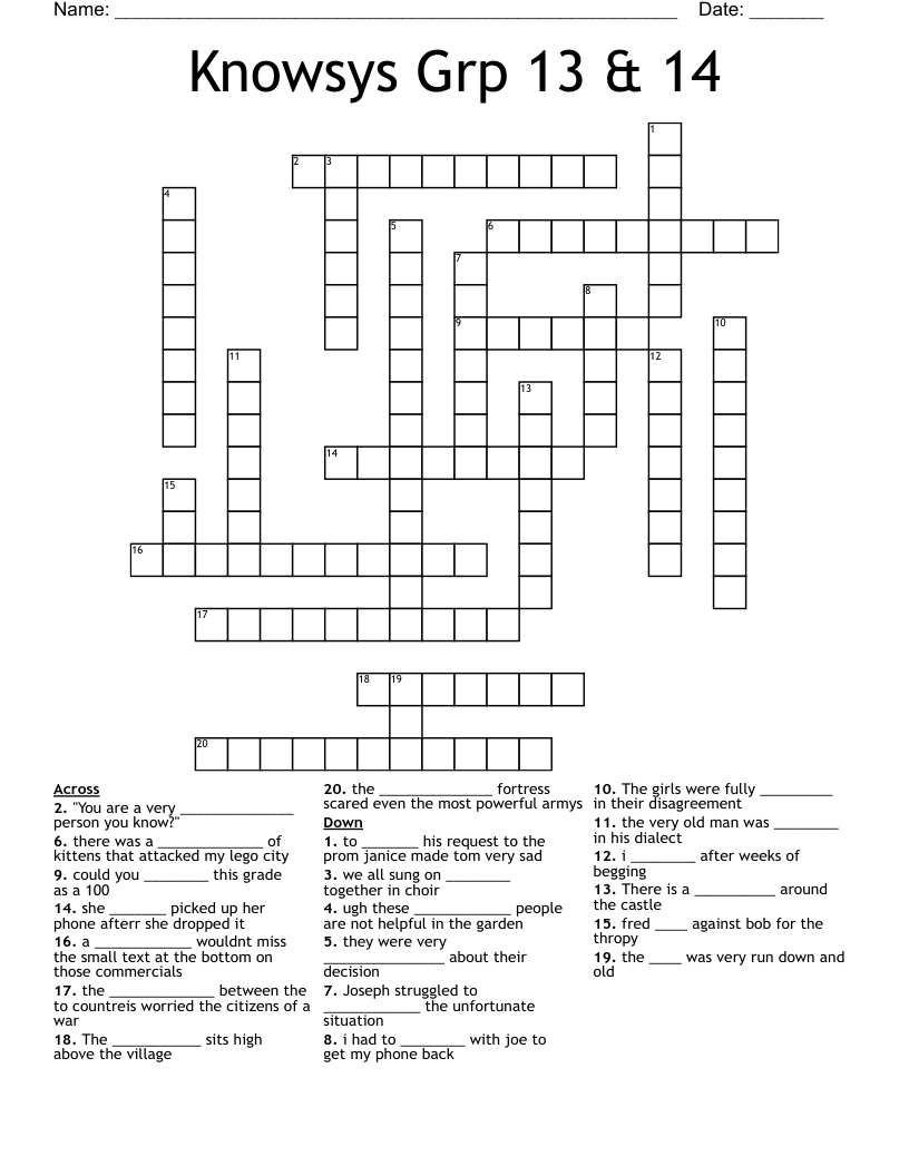 Knowsys Grp 13 & 14 Crossword