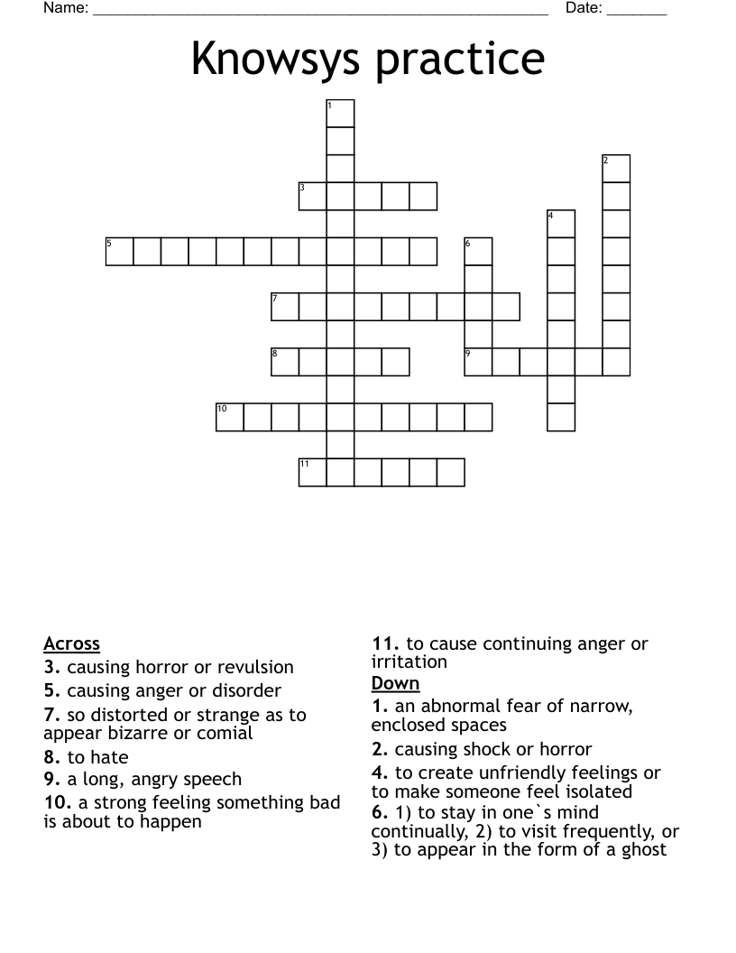 Knowsys practice Crossword
