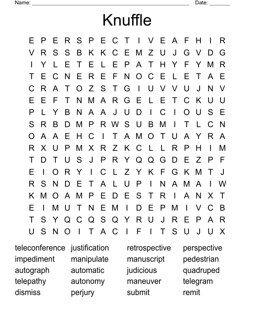 Knuffle Word Search