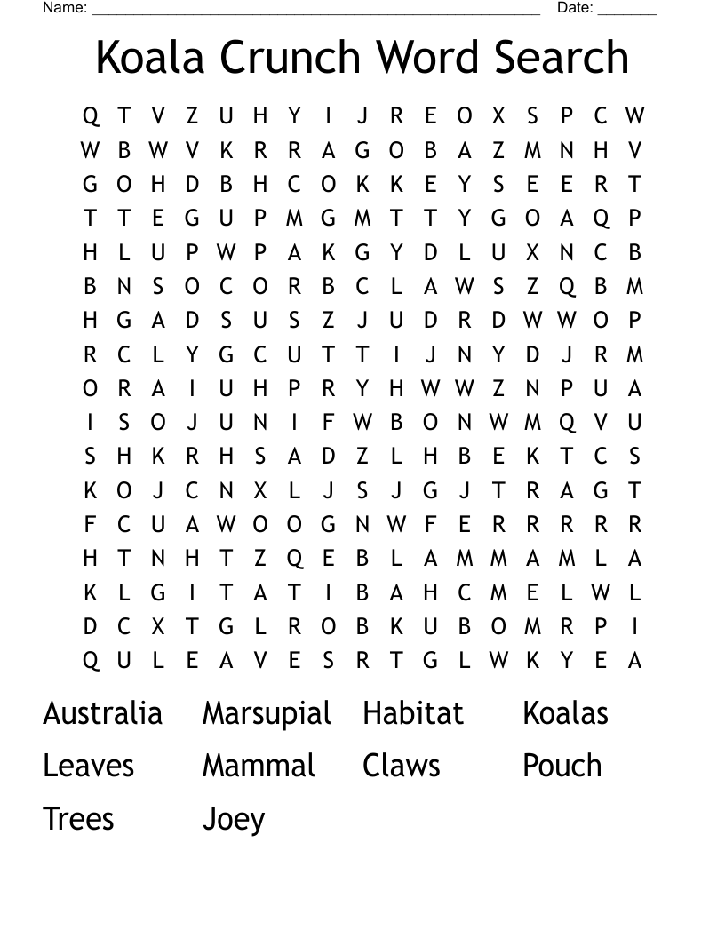 Koala Crunch Word Search