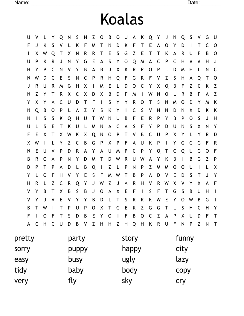 Koalas Word Search