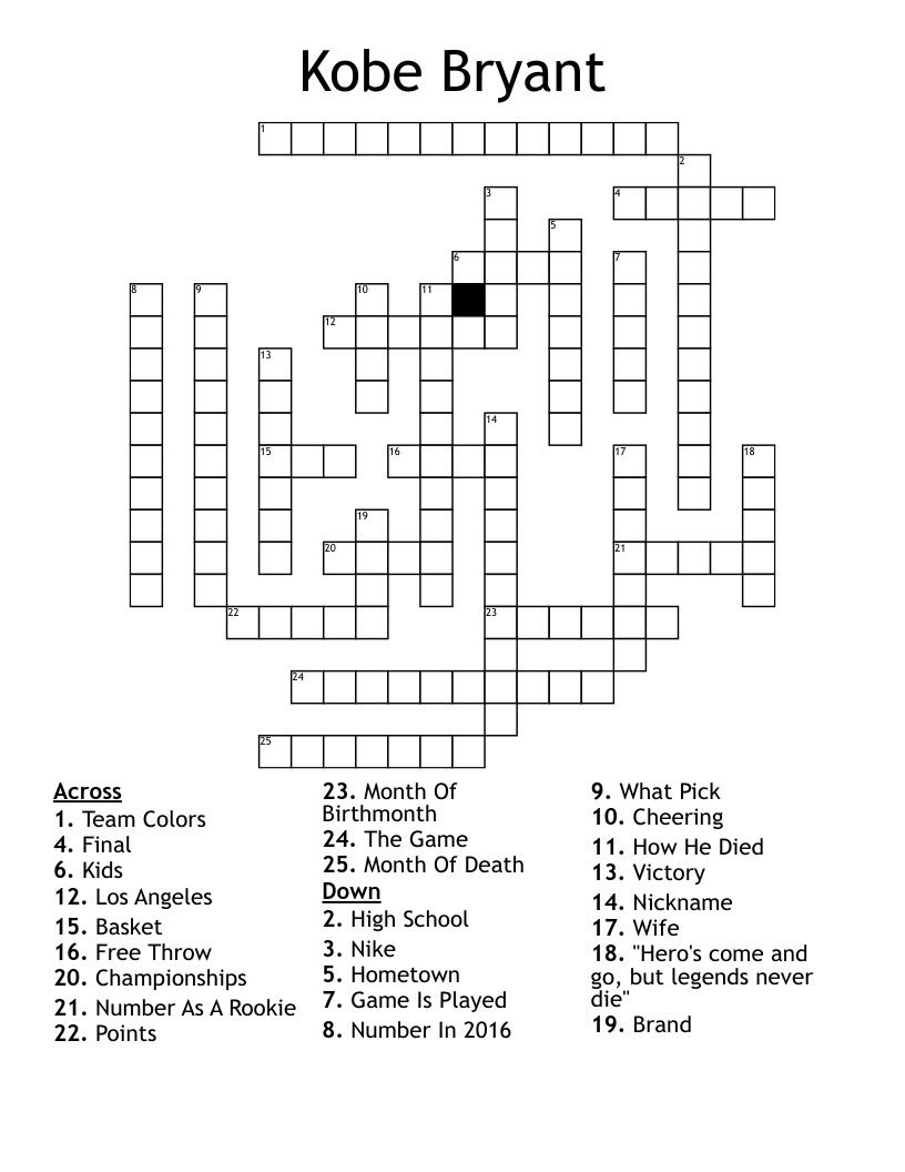 Kobe Bryant Crossword