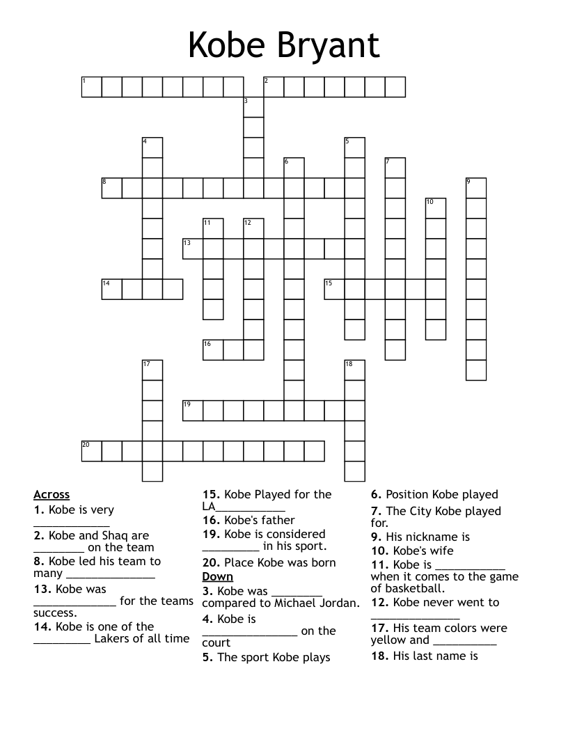 Kobe Bryant Crossword