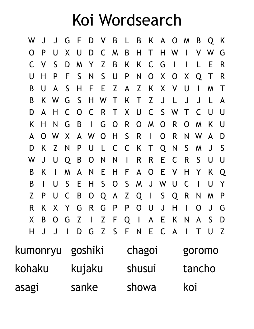 Koi Wordsearch