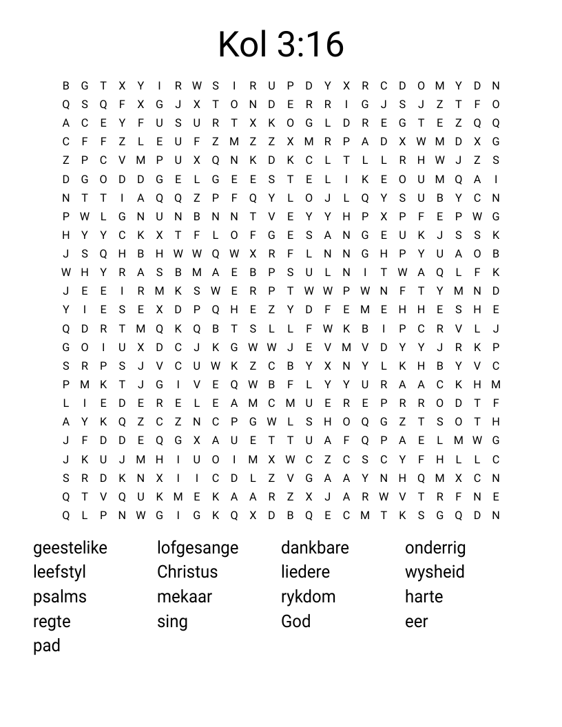 Kol 3:16 Word Search
