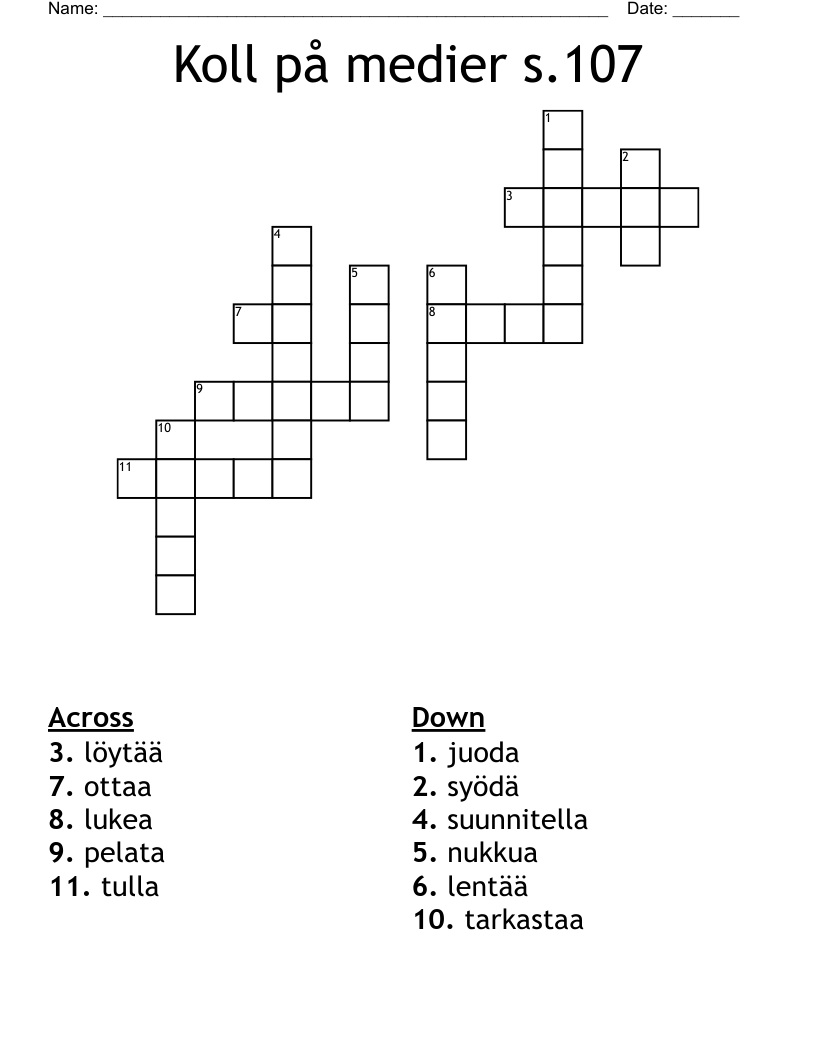 Koll på medier s.107 Crossword
