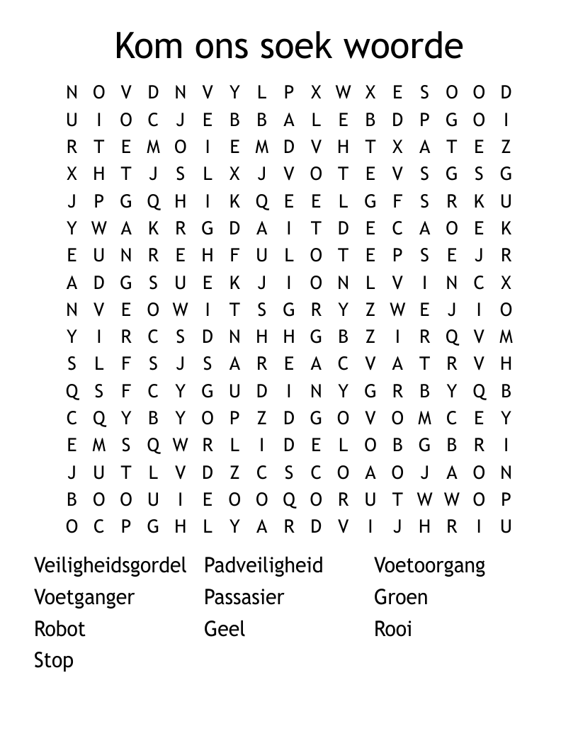 Kom ons soek woorde Word Search