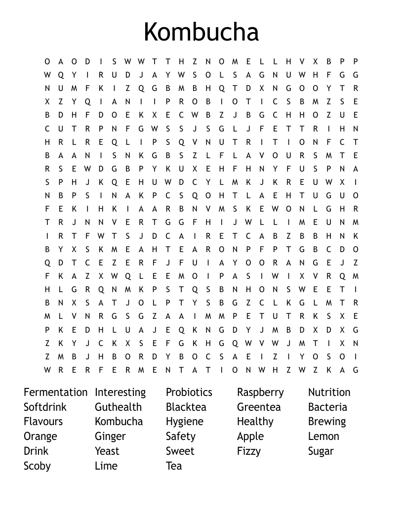 Kombucha Word Search