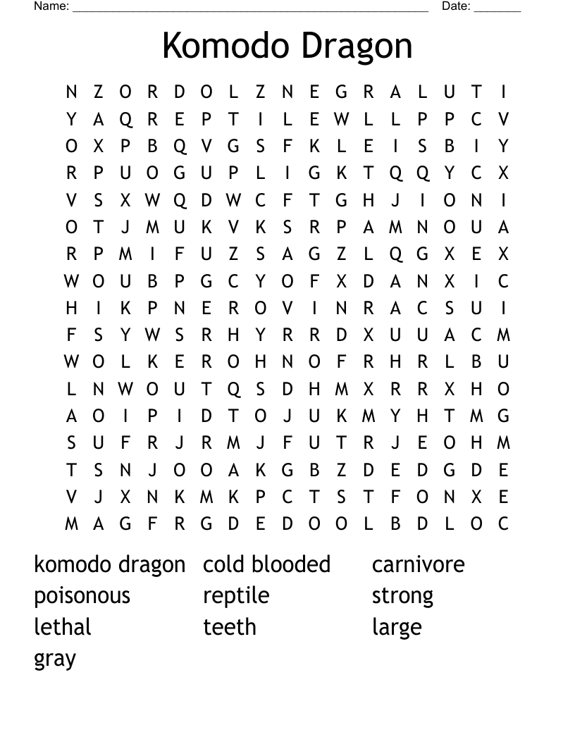 Komodo Dragon Word Search