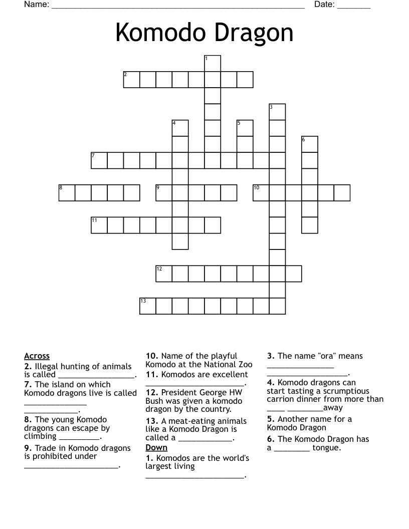 Komodo Dragon Crossword