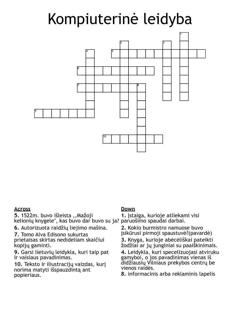 Kompiuterinė leidyba Crossword