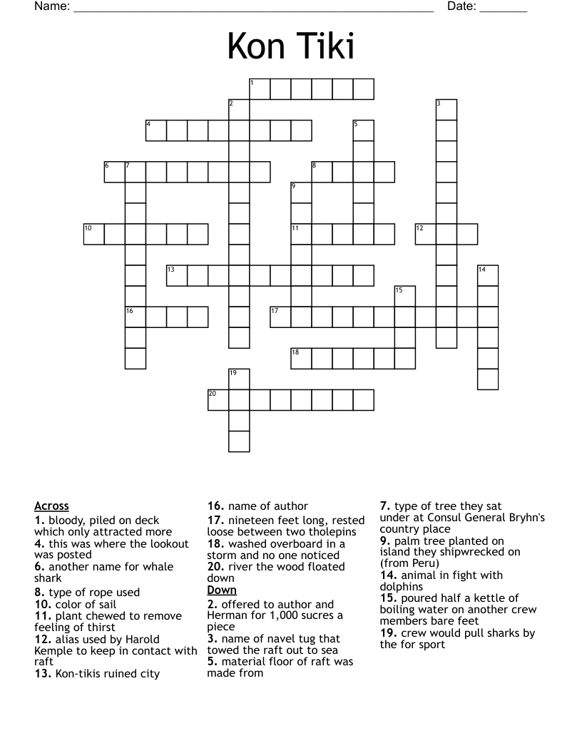 Kon Tiki Crossword