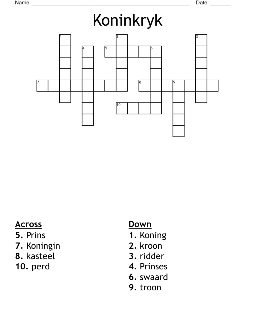 Koninkryk Crossword
