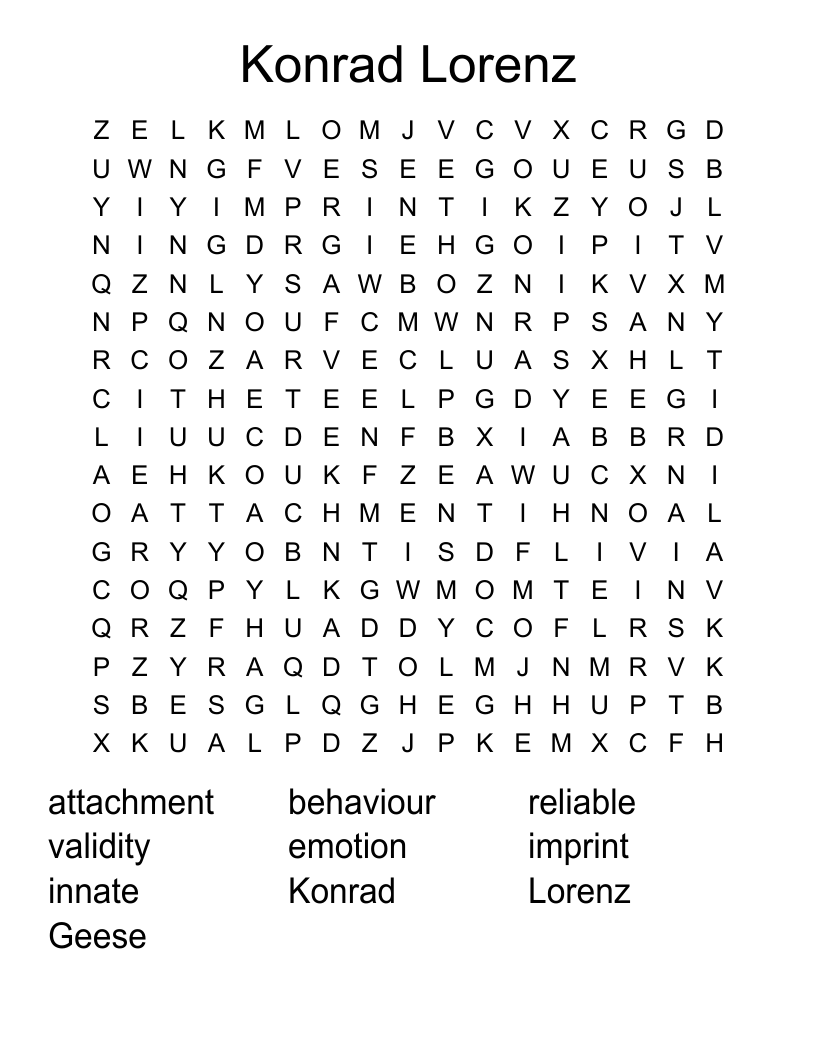 Konrad Lorenz Word Search