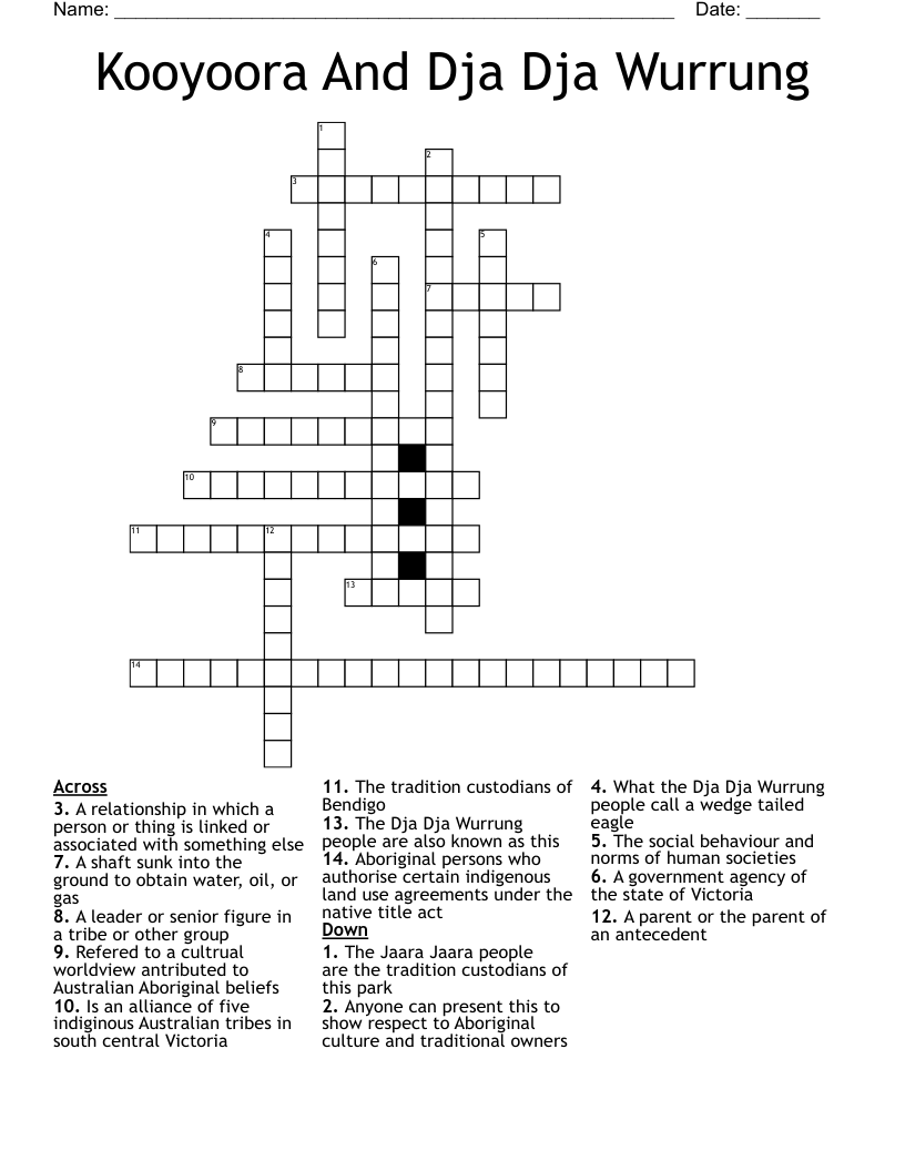 Kooyoora And Dja Dja Wurrung Crossword