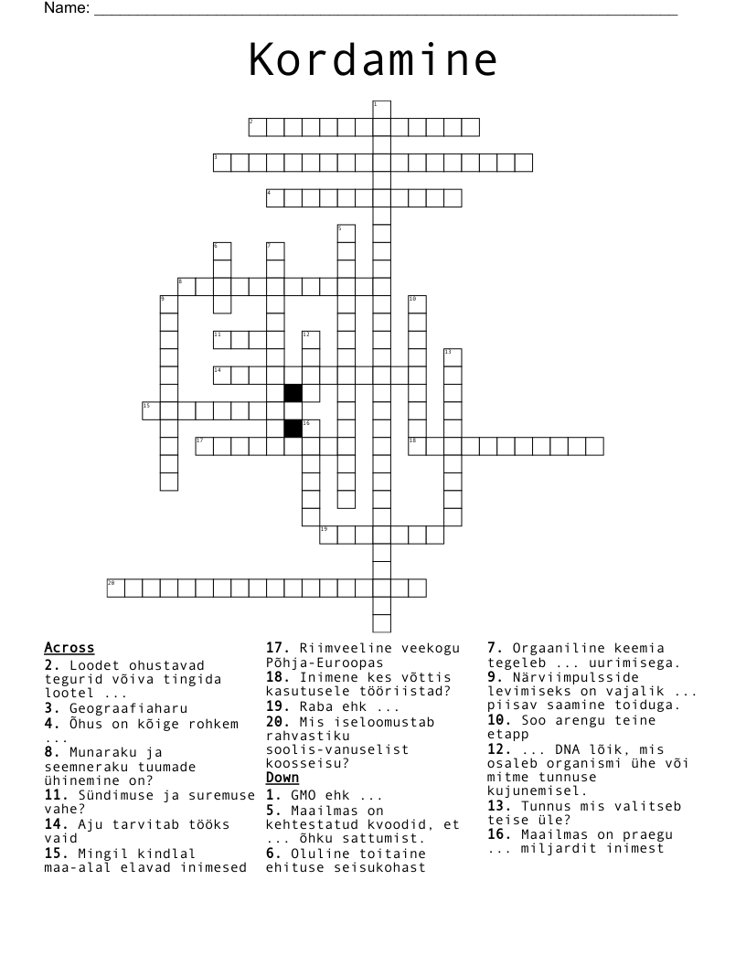 Kordamine Crossword