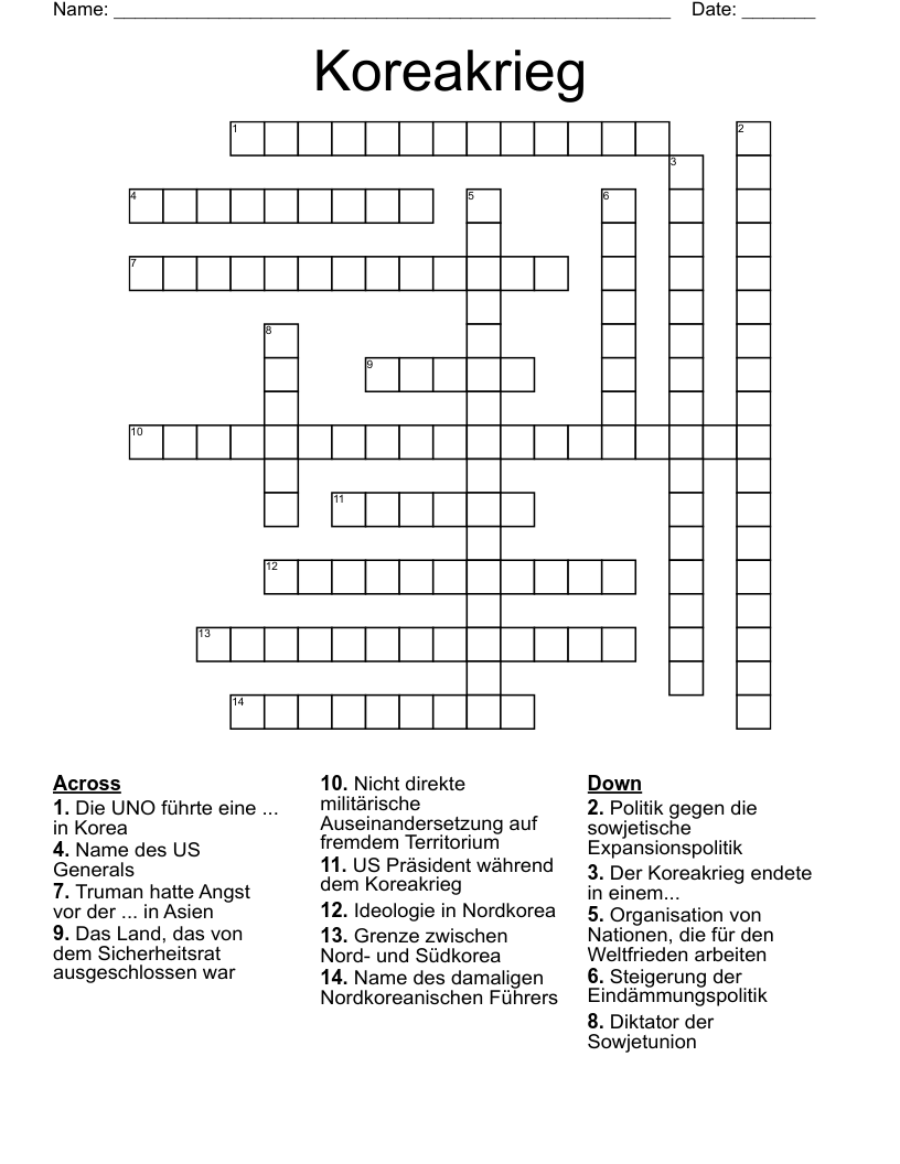 Koreakrieg Crossword