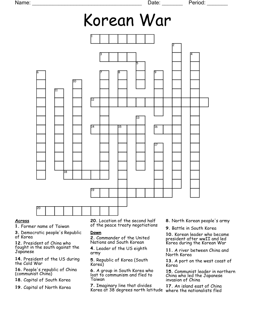 Korean War Crossword