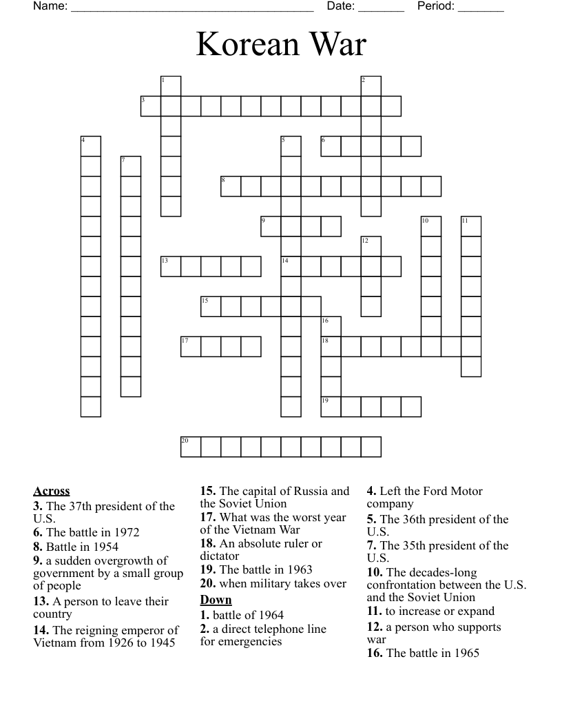 Korean War Crossword