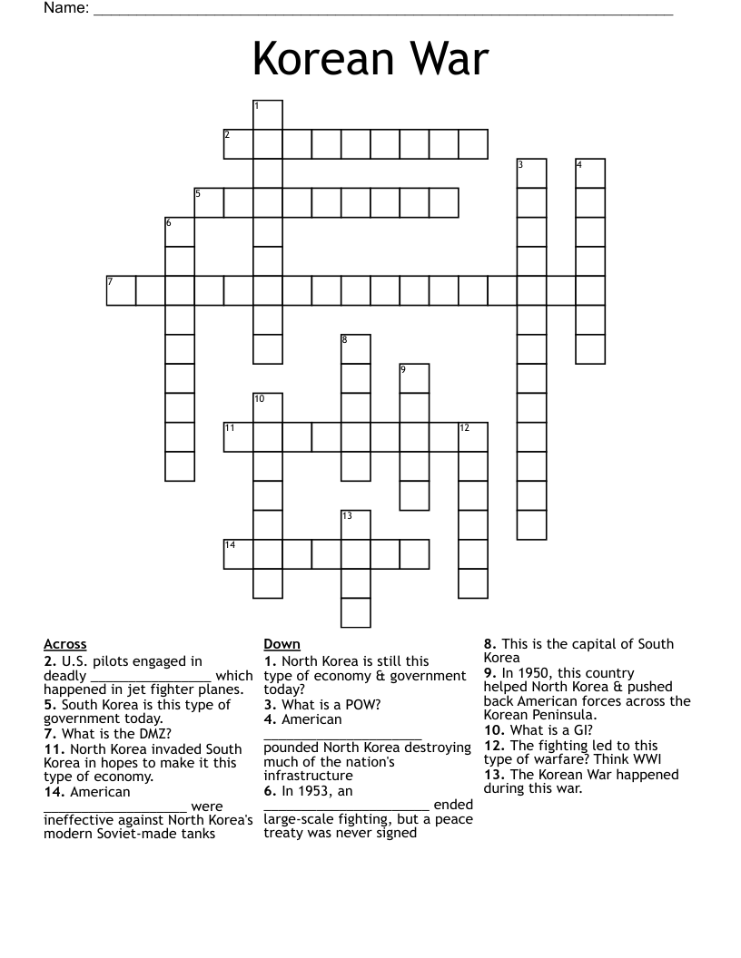 Korean War Crossword