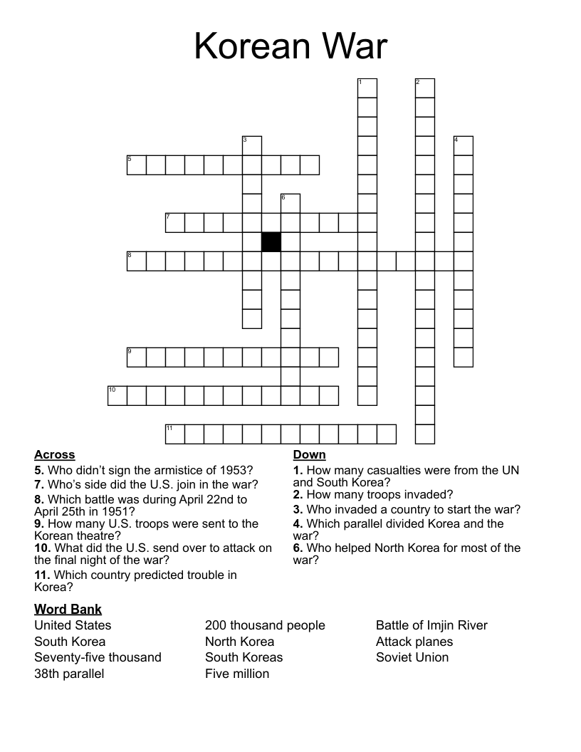 Korean War Crossword