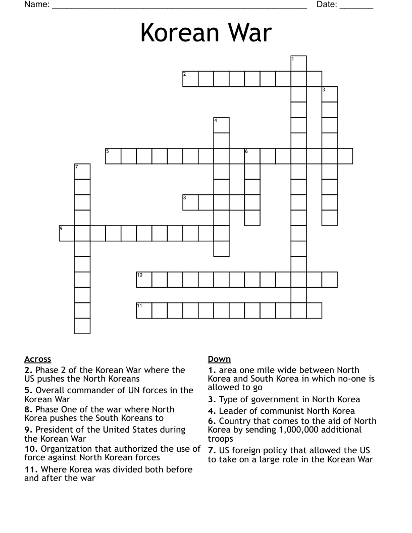 Korean War Crossword