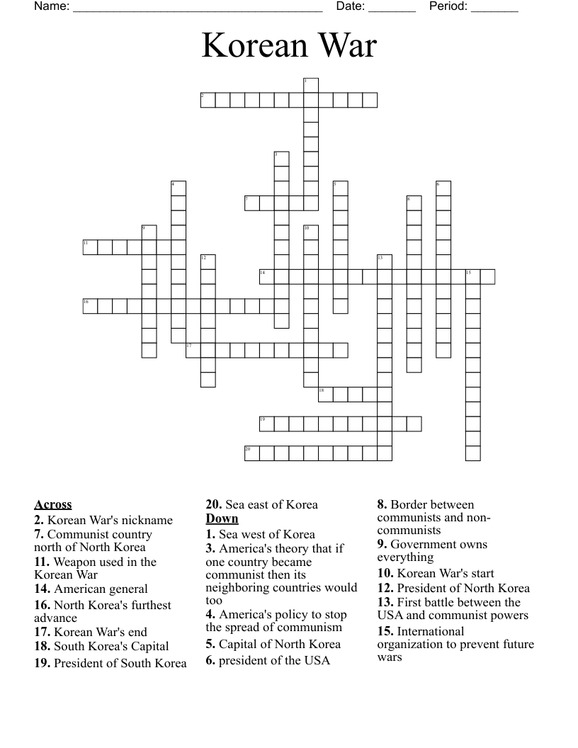 Korean War Crossword