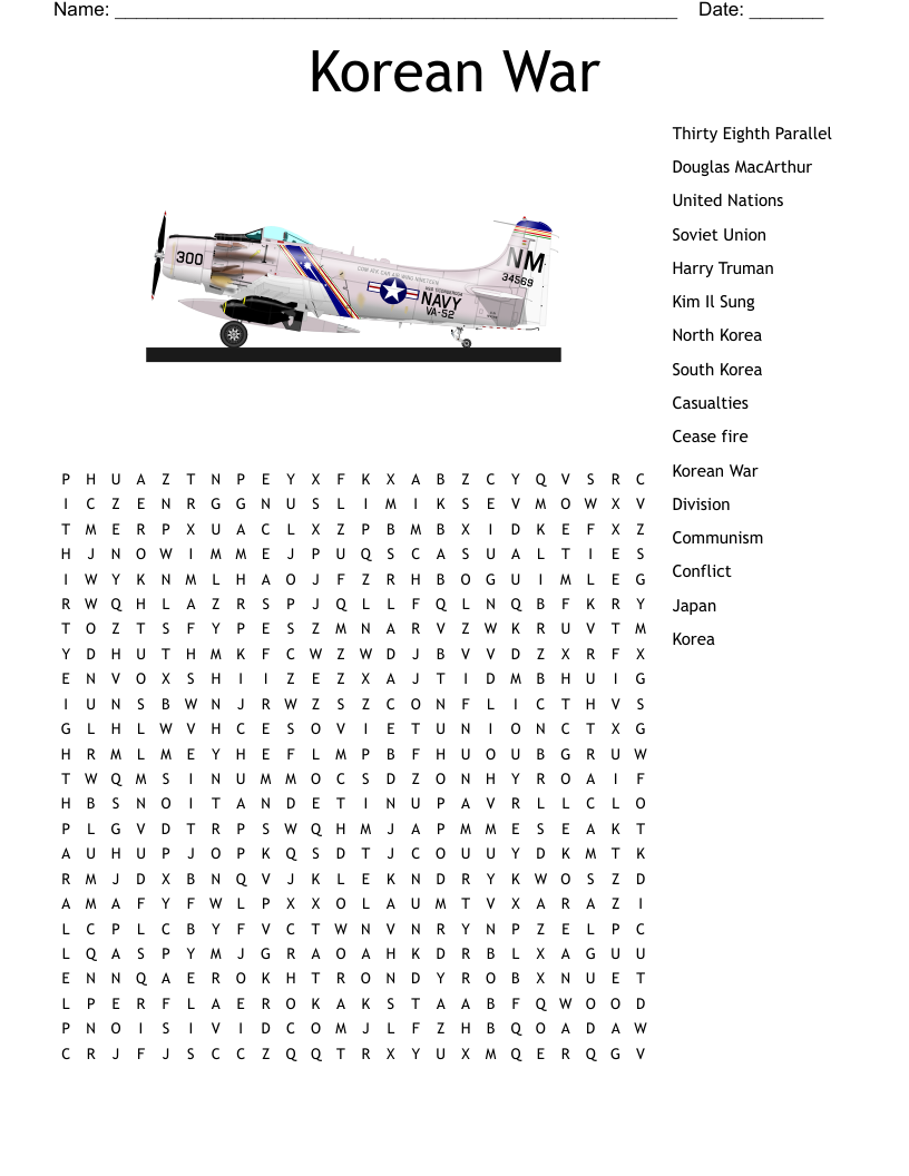 Korean War Word Search