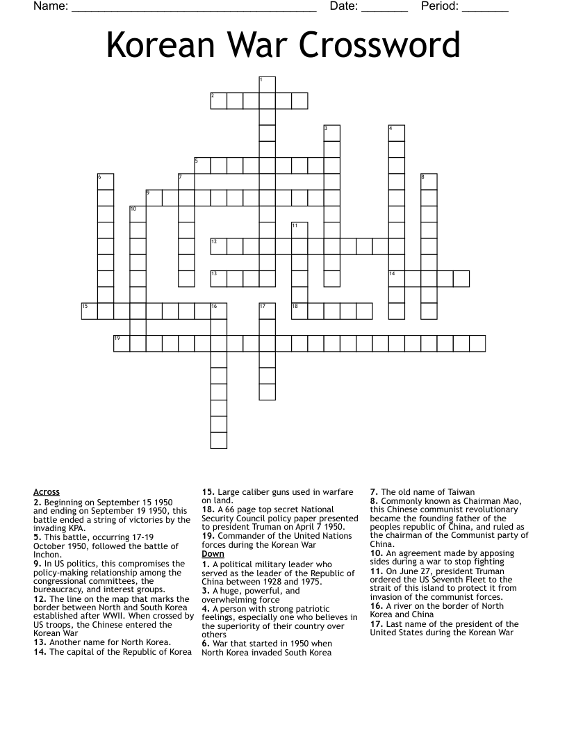 Korean War Crossword