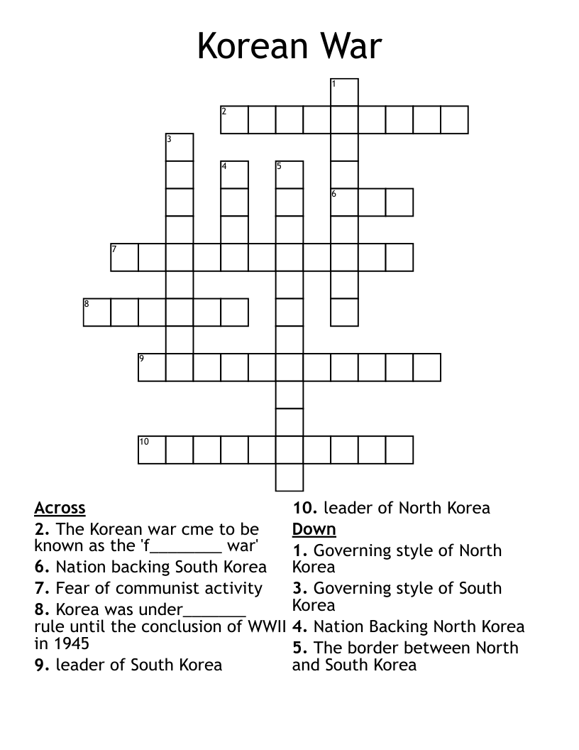 Korean War  Crossword