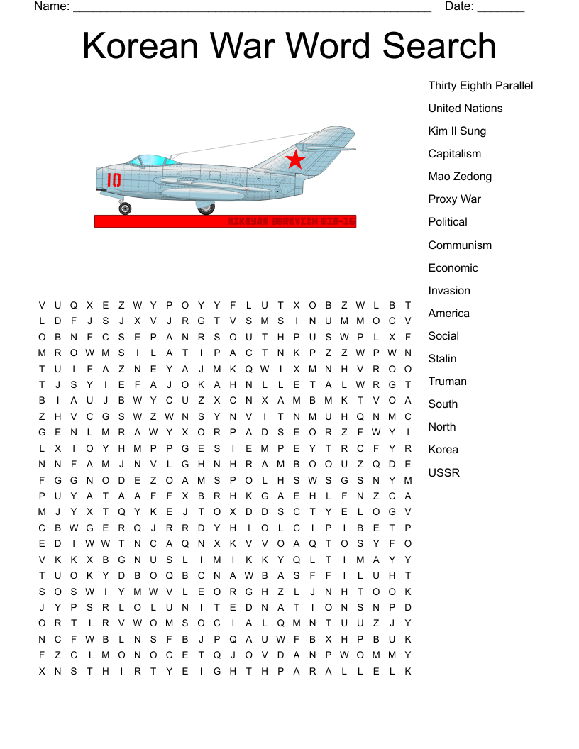 Korean War Word Search