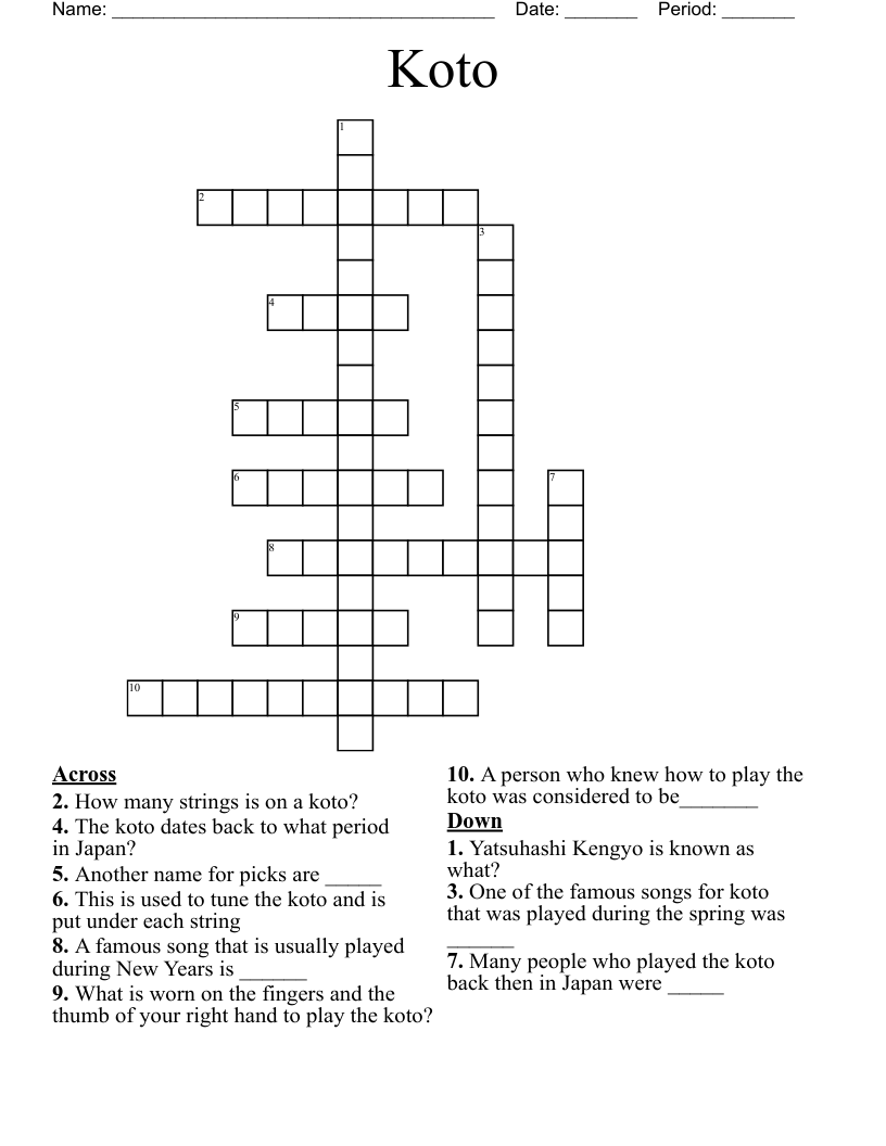 Koto Crossword