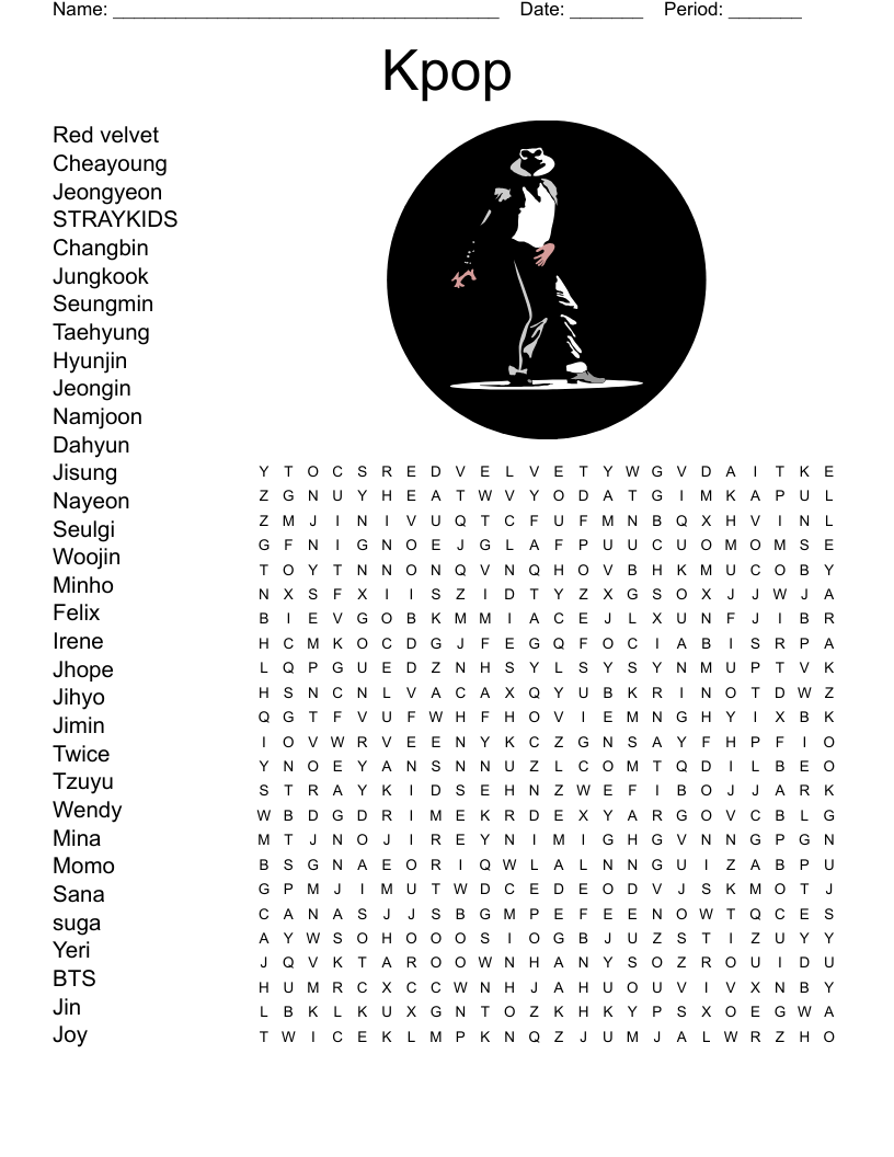 Kpop Word Search